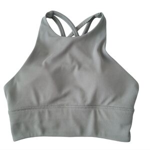 Papaya Active Light Green Long Line Sports Bra Ribbed w Strappy Back Size Small